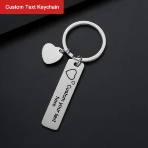 Custom Text Keychain Personalized Name Key Ring Metal Valentine's Day Gift Laser Engraving Logo Customized Eye Photo Key Chain